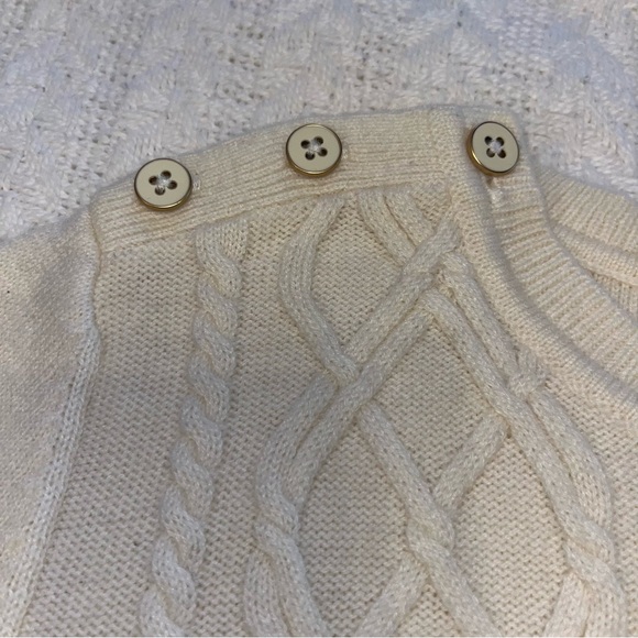 Talbots Lambswool Cable Knit Blend Sweater Button Details Shoulders - Picture 4 of 12